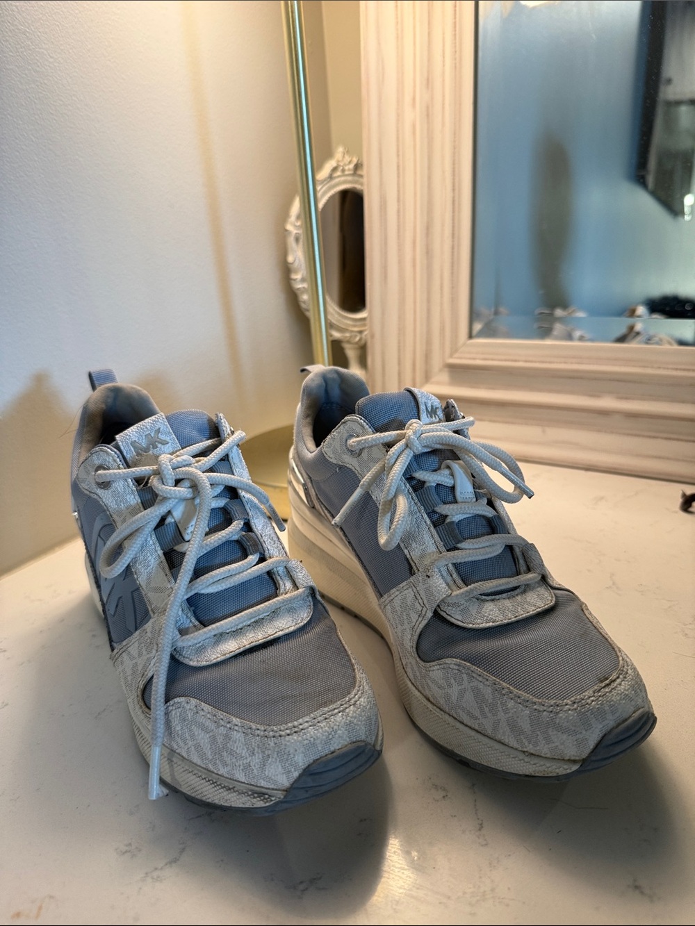 Michael Kors Sky Blue Lace-Up Platform Sneakers